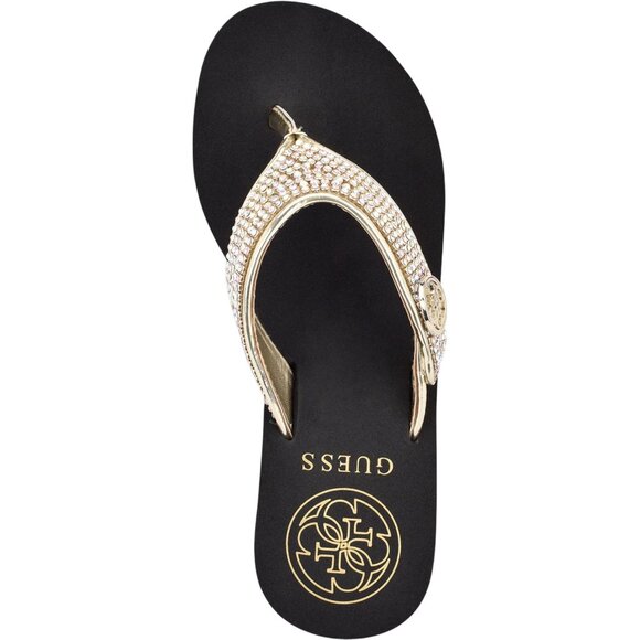Guess Womens Platform Sandal Sarraly Flip-Flop GWSARRALY4 Gold / Black 7M - Picture 10 of 11